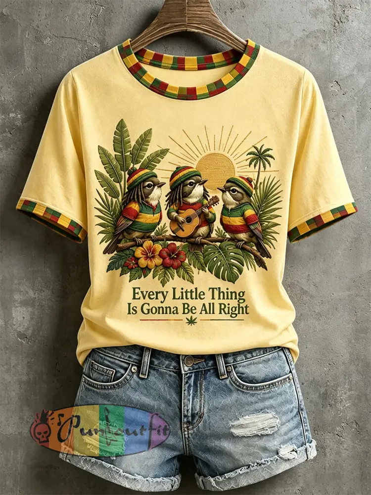 Women’s Every Little Thing Is Gonna Be All Right T-Shirt - Yellow · M