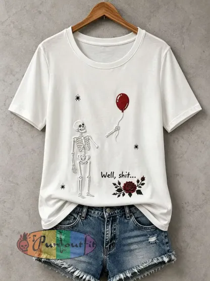 Women’s Gothic Skull T-Shirt - White · S