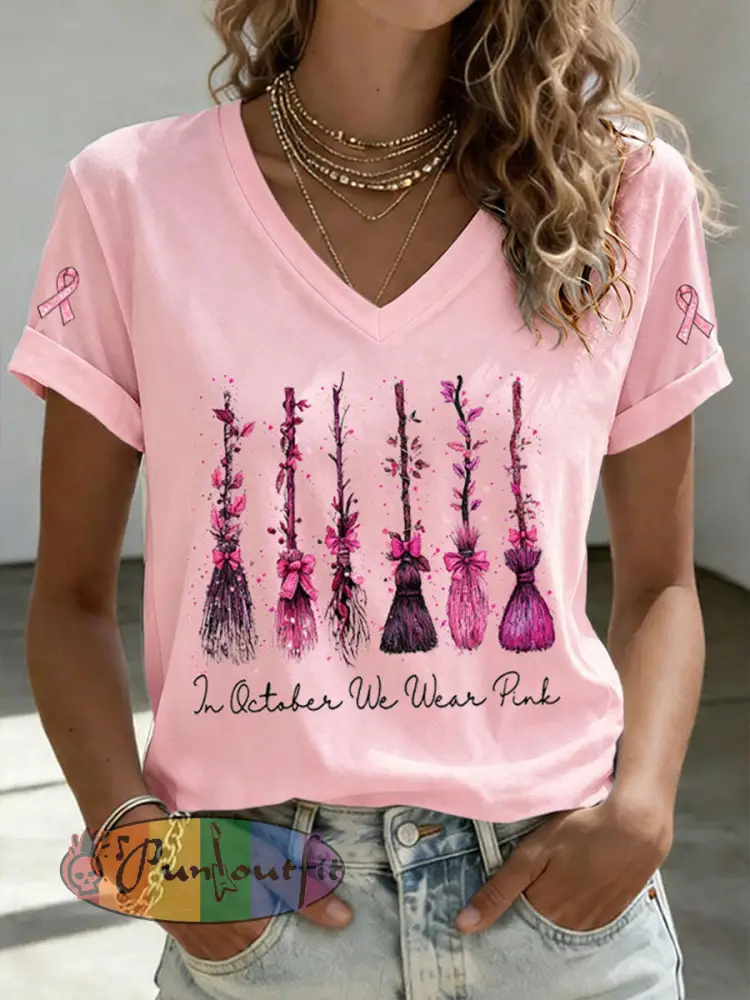 Women’s In October We Wear Pink Short-sleeved T-shirt - Pink · S