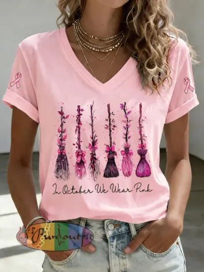 Women’s In October We Wear Pink Short-sleeved T-shirt - Pink · S