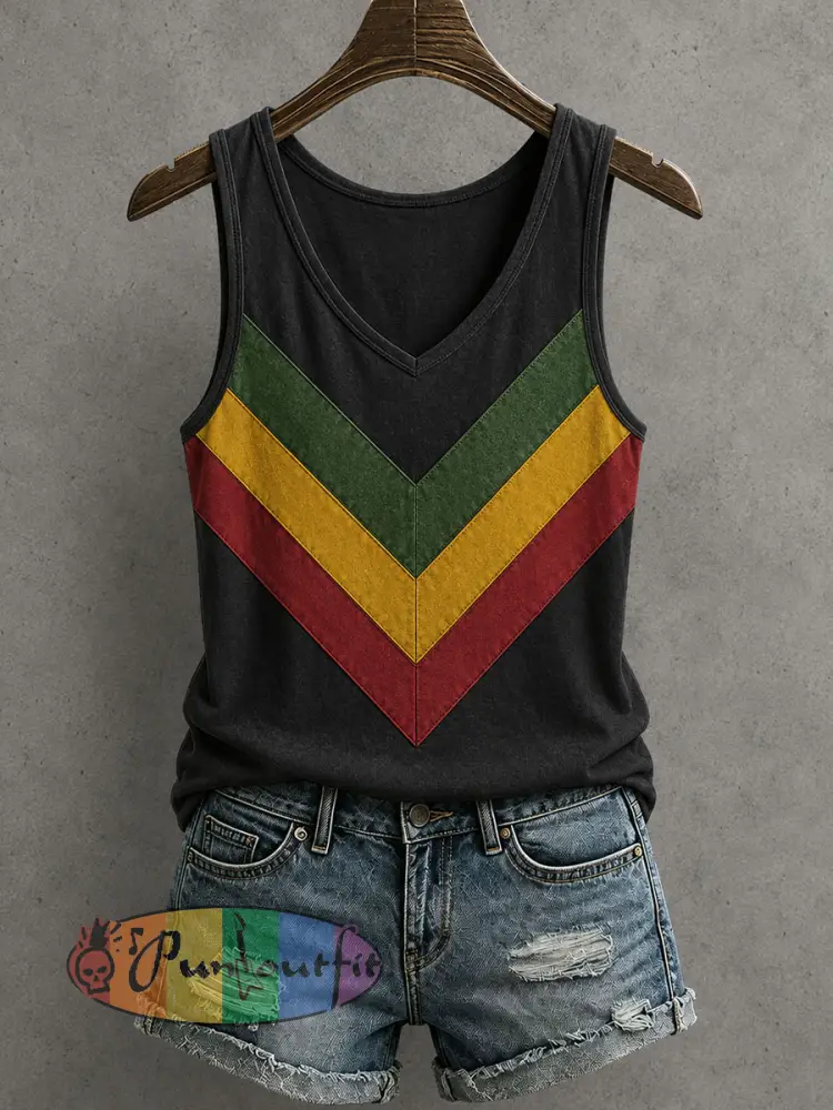 Women’s Reggae Inspired Tank Top - Black · S