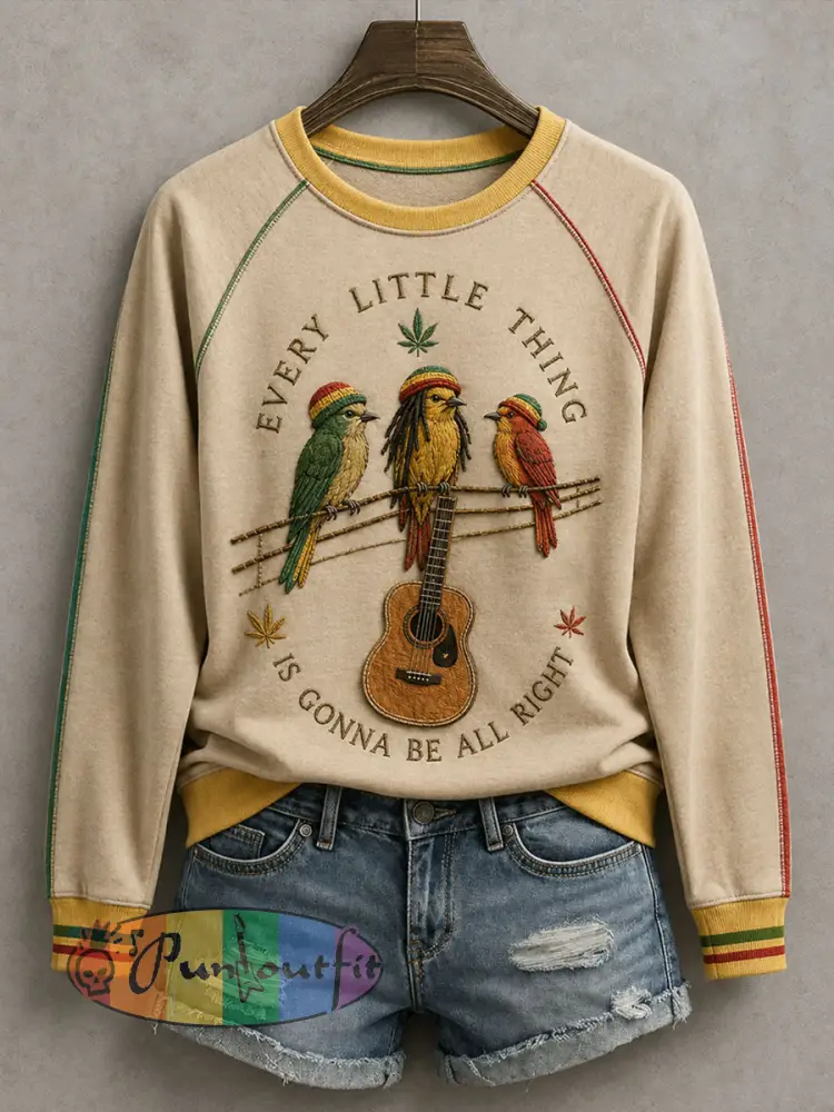 Women’s Every Little Thing Is Gonna Be All Right Sweatshirt - As picture · S