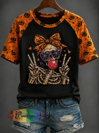 Women’s Halloween Printed T-shirt - As picture · S