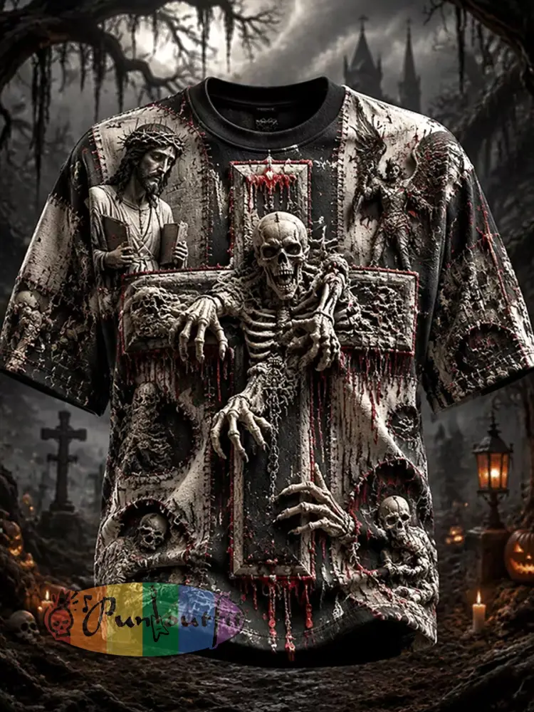 Retro Dark Punk Graphic Casual T-Shirt - A · S