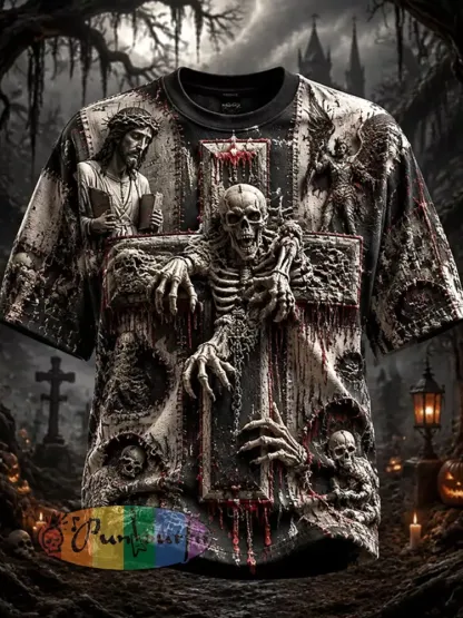 Retro Dark Punk Graphic Casual T-Shirt - A · S