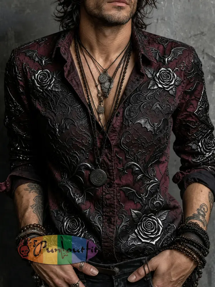 Retro Dark Punk Halloween Graphic Casual Shirt - A · S