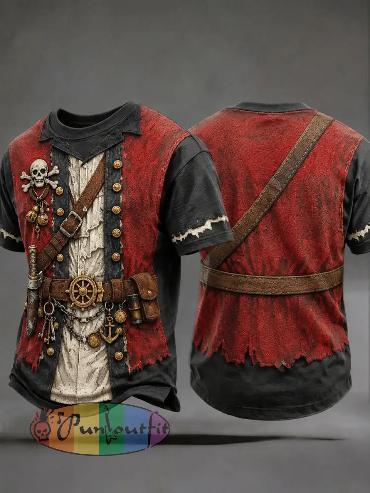 Men’s Pirate Print T-Shirts - As picture · S
