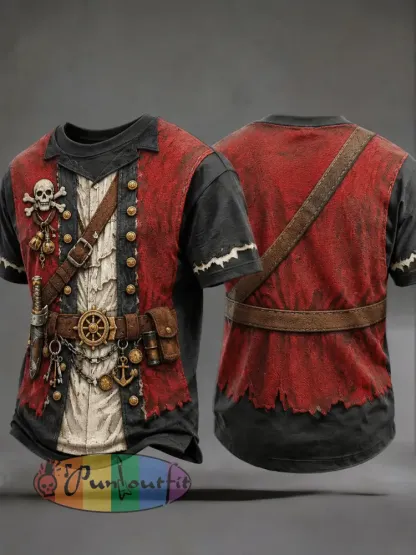 Men’s Pirate Print T-Shirts - As picture · S