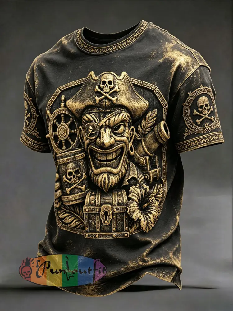Men’s Pirate Print T-Shirts - As picture · S