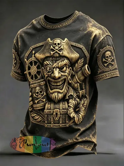 Men’s Pirate Print T-Shirts - As picture · S