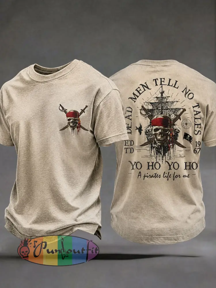 Men’s ’Dead men tell no tales Yo ho Yo ho A Pirates life for me’ T-shirts - Apricot · S