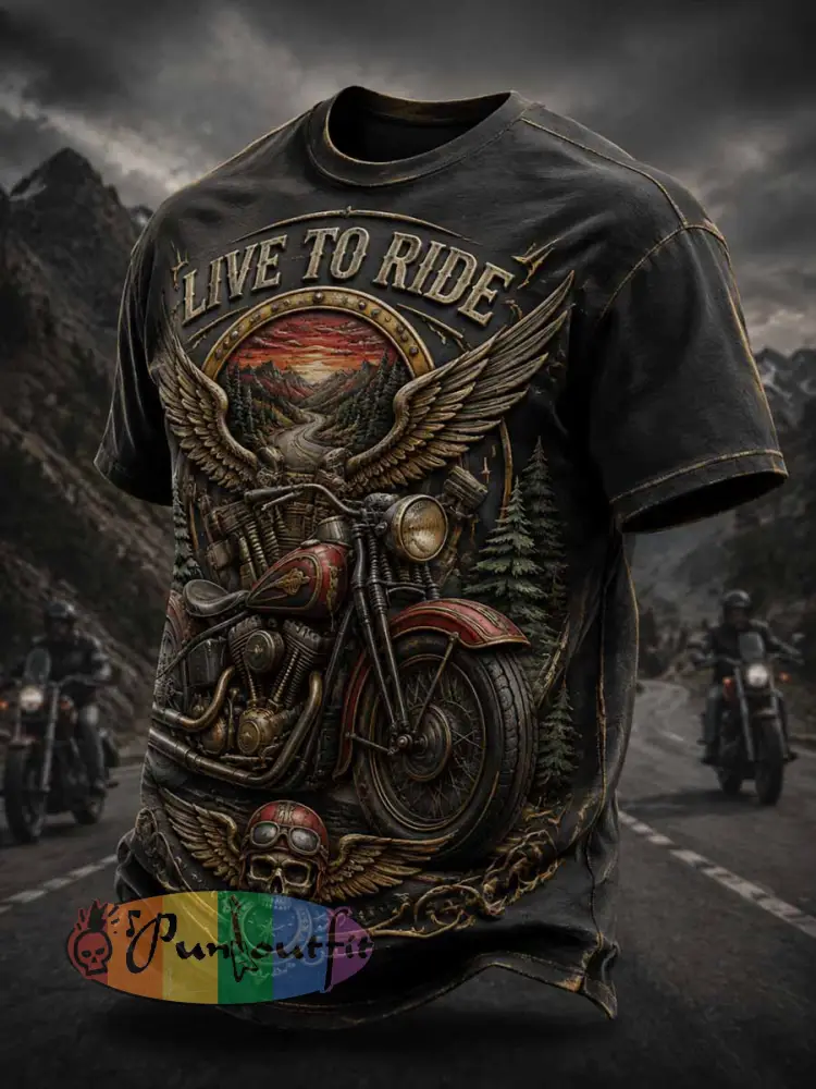 Men’s Vintage Motorcycle Graphic T-Shirt - As picture · S