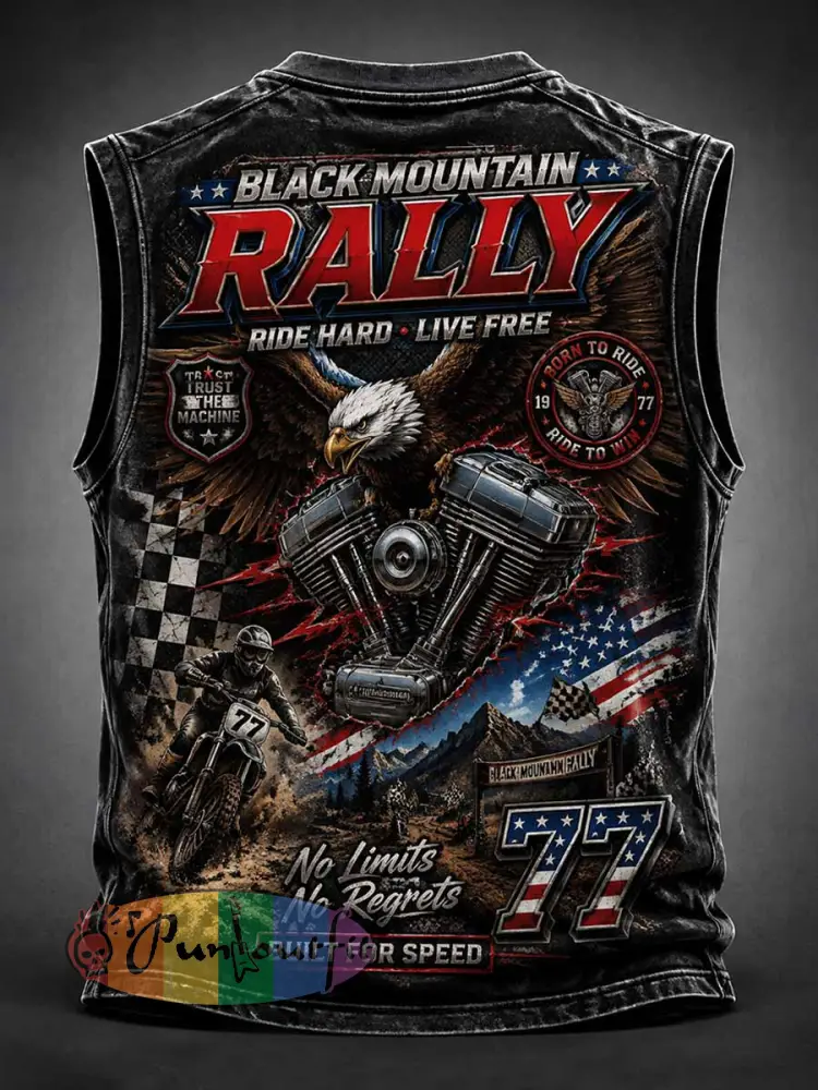 Men’s Vintage Motorcycle Pattern Printed Tank Top - As picture · S