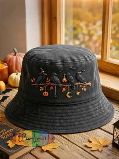 Halloween Crows Unisex Bucket Hats - Black · ONE