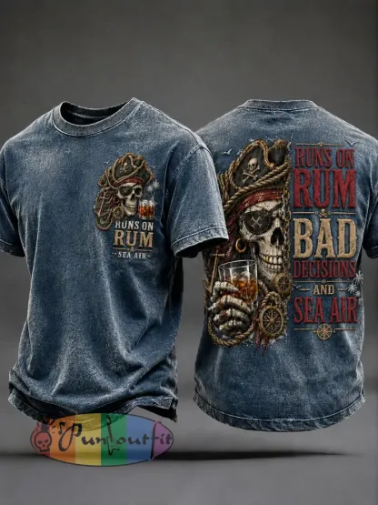 Men’s ’Runs On Rum Bad Decisions And Sea Air’ T-Shirts - Deep Blue · S