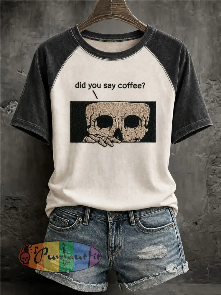 Women’s Gothic Skull Print Casual T-Shirt - Black · S