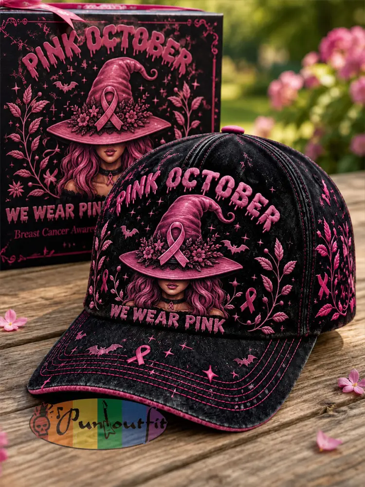 Unisex Pink October We Wear Pink Witch Hat - Black · ONE