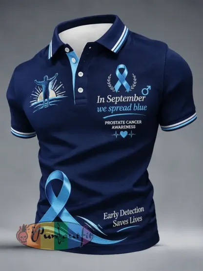Men’s ’In September We Spread Blue’ Prostate Cancer Awareness Shirts - Deep Blue · S