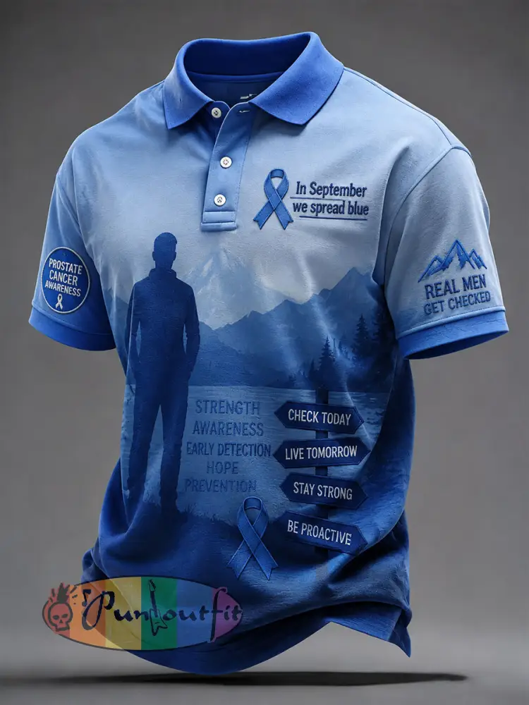 Men’s ’In September We Spread Blue’ Prostate Cancer Awareness Shirts - Blue · S