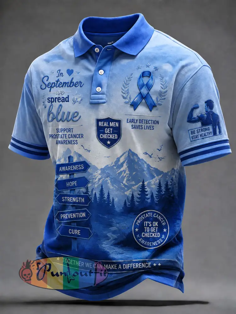 Men’s ’In September We Spread Blue’ Prostate Cancer Awareness Shirts - Blue · S