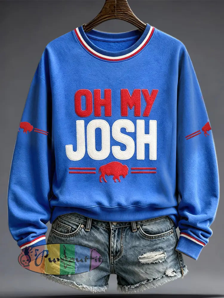 Women’s Football Lover Bulls BUF Art Printed Sweatshirt - Blue · S