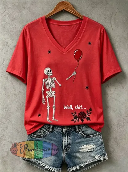 Women’s Gothic Skull T-Shirt - Red · S