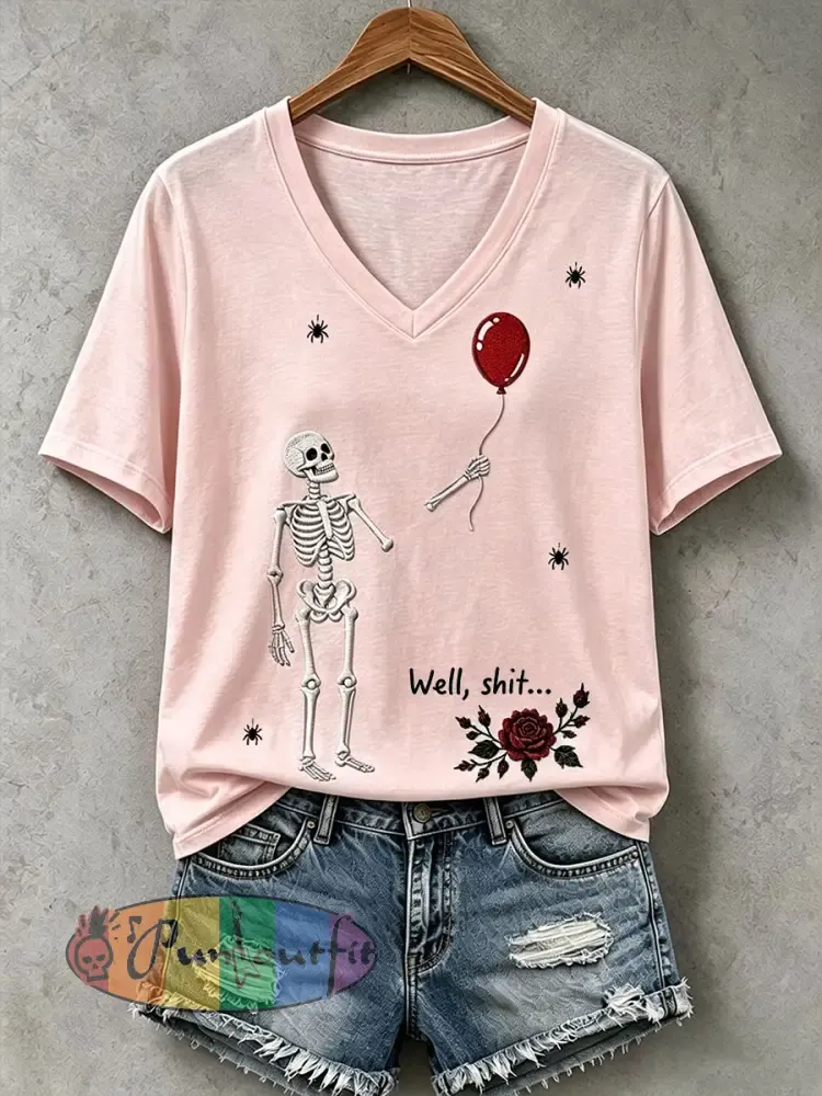 Women’s Gothic Skull T-Shirt - Pink · S