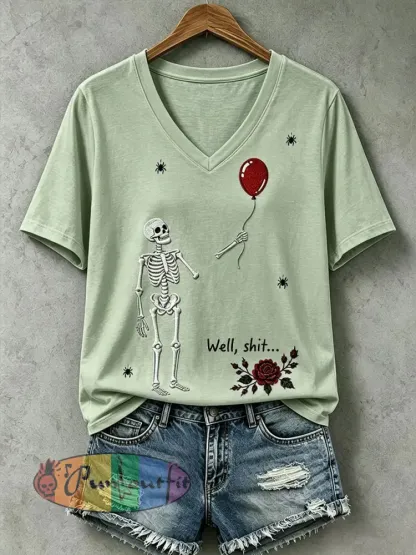 Women’s Gothic Skull T-Shirt - Light Green · S