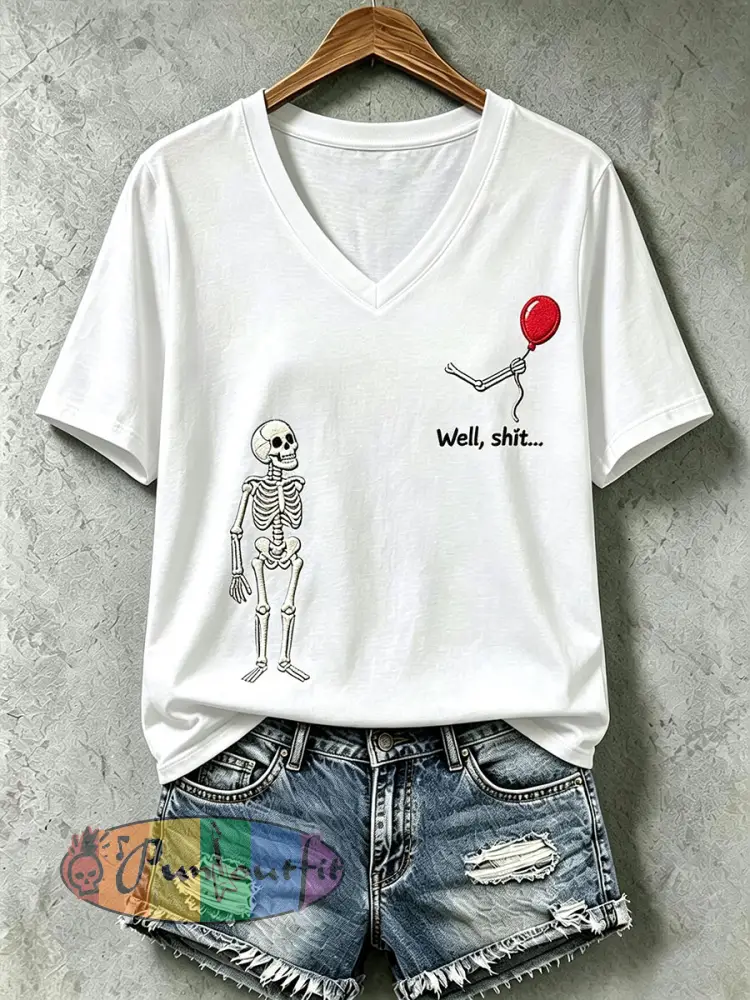 Women’s Gothic Skull T-Shirt - White · S