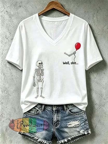 Women’s Gothic Skull T-Shirt - White · S