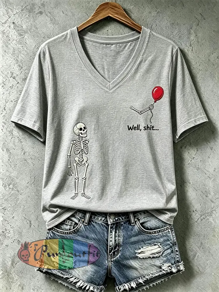 Women’s Gothic Skull T-Shirt - Light Gray · S