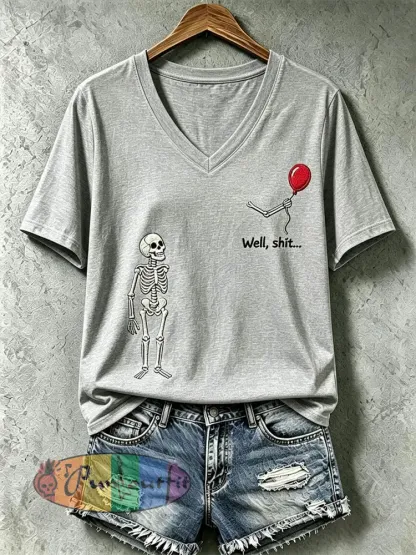Women’s Gothic Skull T-Shirt - Light Gray · S