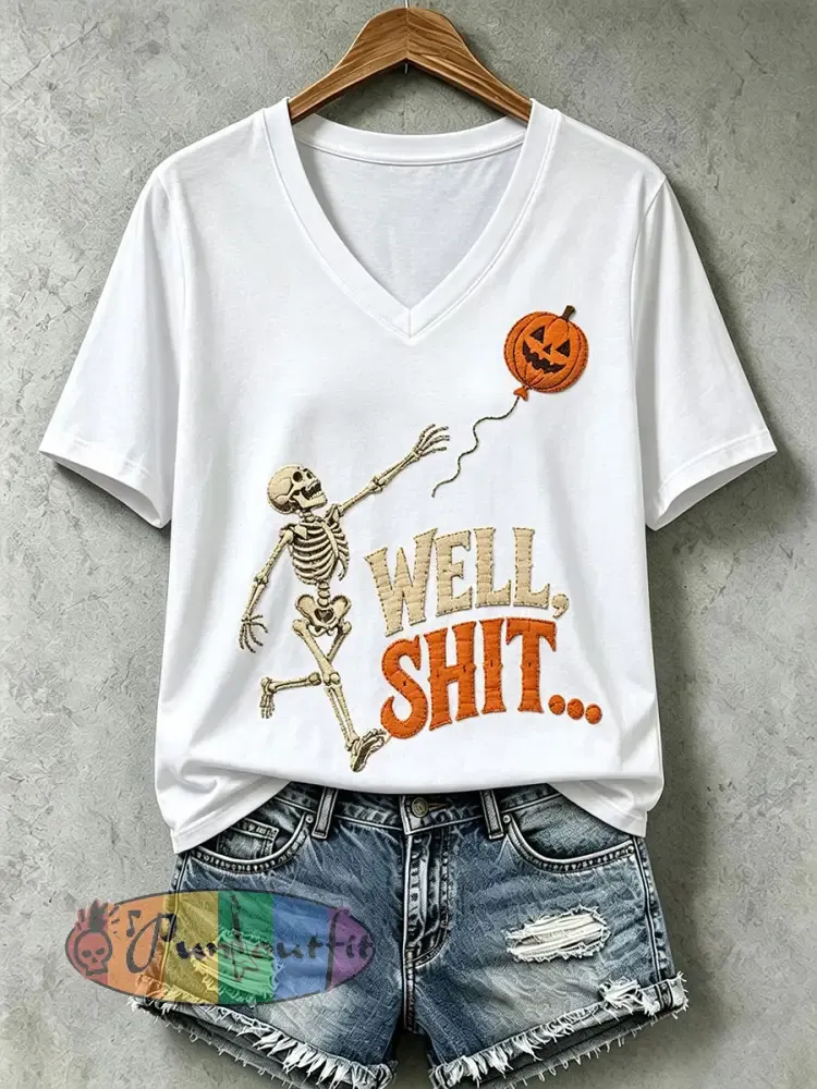 Women’s Gothic Skull T-Shirt - White · S