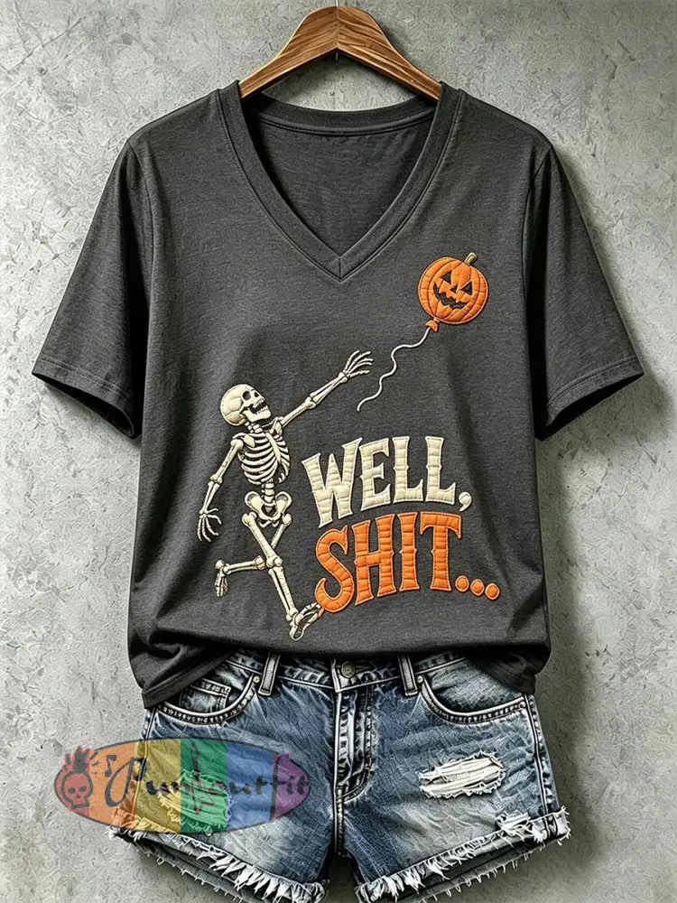 Women’s Gothic Skull T-Shirt - Dark Gray · S