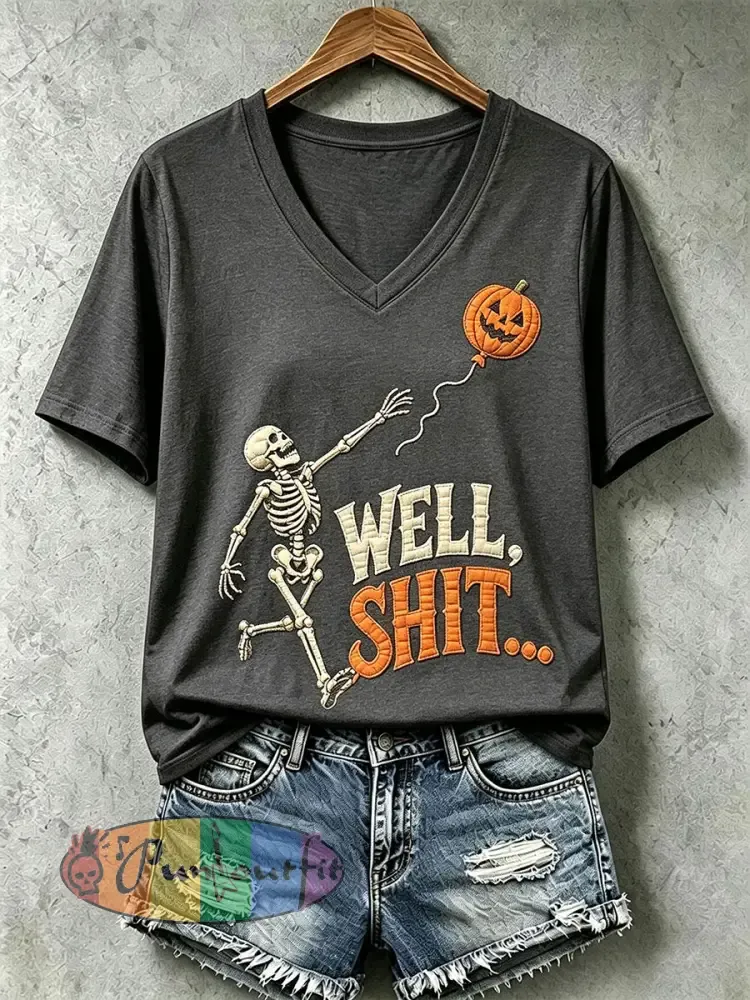 Women’s Gothic Skull T-Shirt - Dark Gray · S