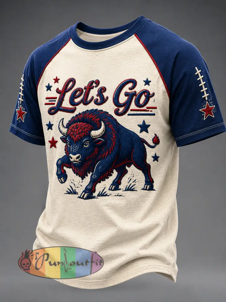 Men’s Football Lover Bulls BUF Art Printed short sleeve t-shirt - As picture · S