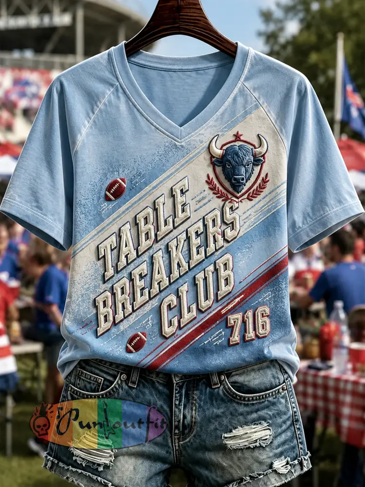 Women’s Buffalo Bills V-Neck Off-Shoulder Short-Sleeved T-Shirt - A · S