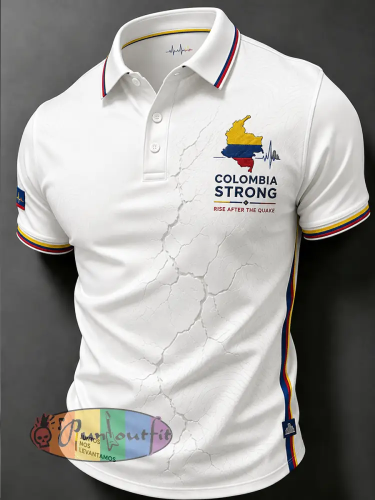 Men’s Colombia Strong Pray For Colombia polo shirt - White · S