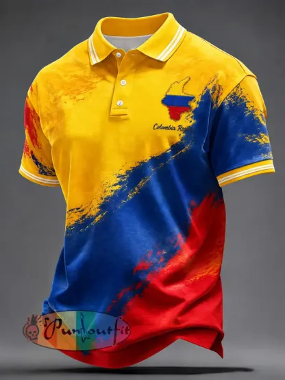 Men’s Colombia Resiste Printed Polo Shirt - As picture · S
