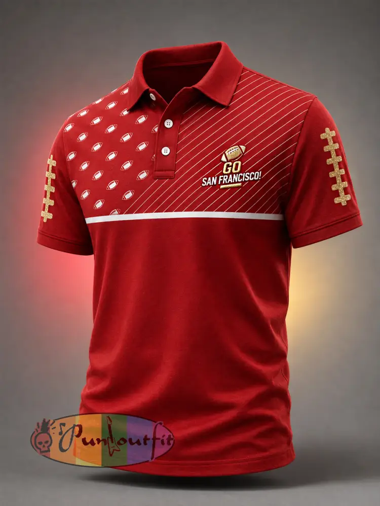 Men’s Football Gameday Gift For Football Fans Casual Polo - Red · S