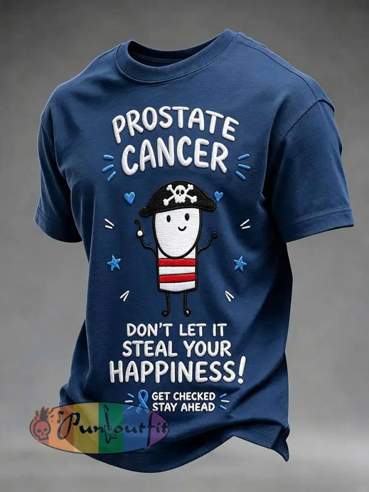 Men’s Funny Prostate Cancer Awareness Print Casual T-Shirt - As picture · S