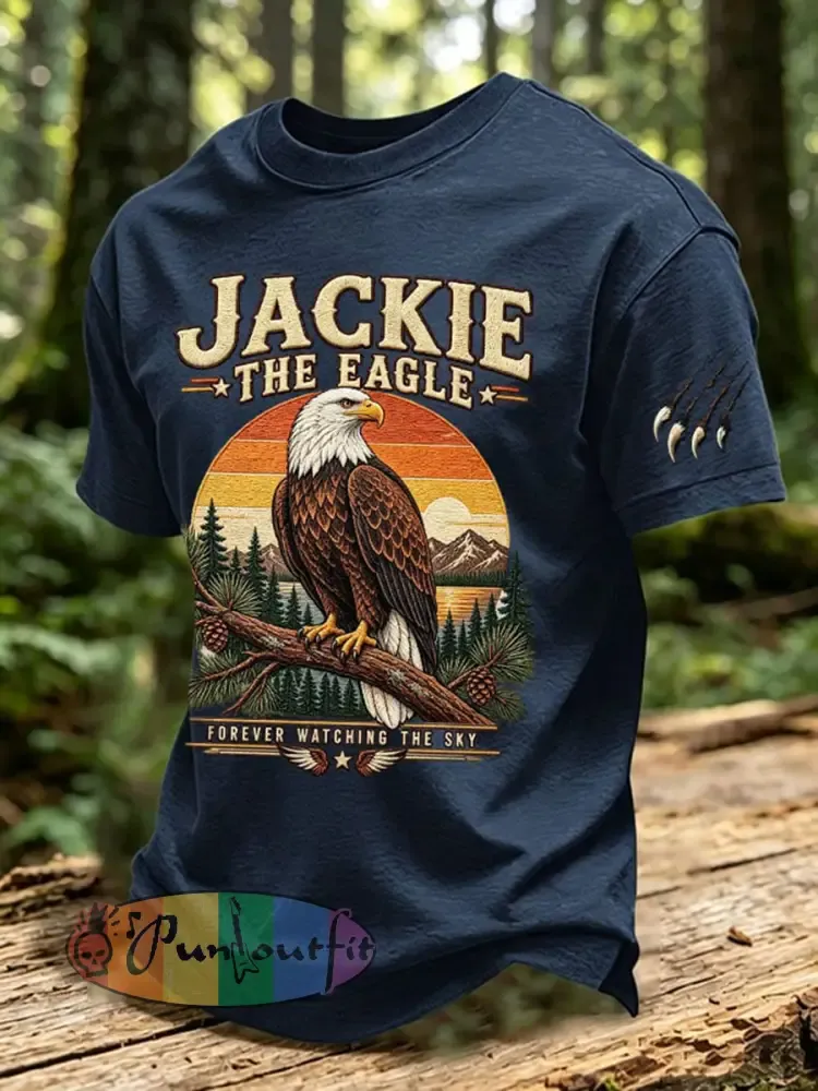 Men’s Forever Over Big Bear Fly Free Jackie Print T-shirt - Navy Blue · S