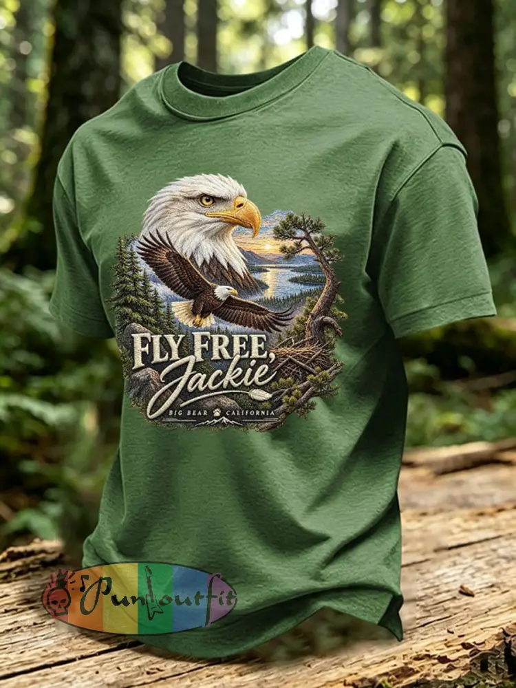 Men’s Forever Over Big Bear Fly Free Jackie Print T-shirt - Green · S
