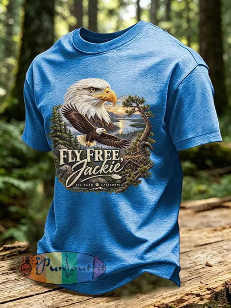 Men’s Forever Over Big Bear Fly Free Jackie Print T-shirt - Blue · S