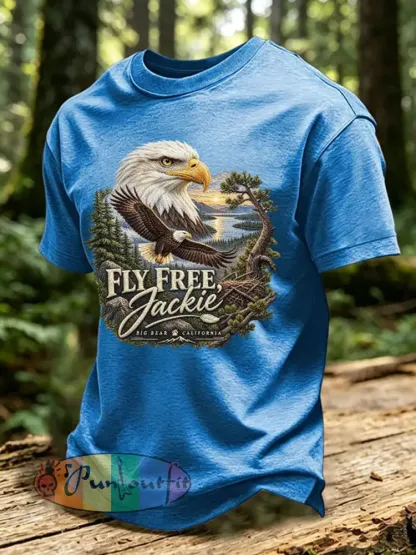 Men’s Forever Over Big Bear Fly Free Jackie Print T-shirt - Blue · S