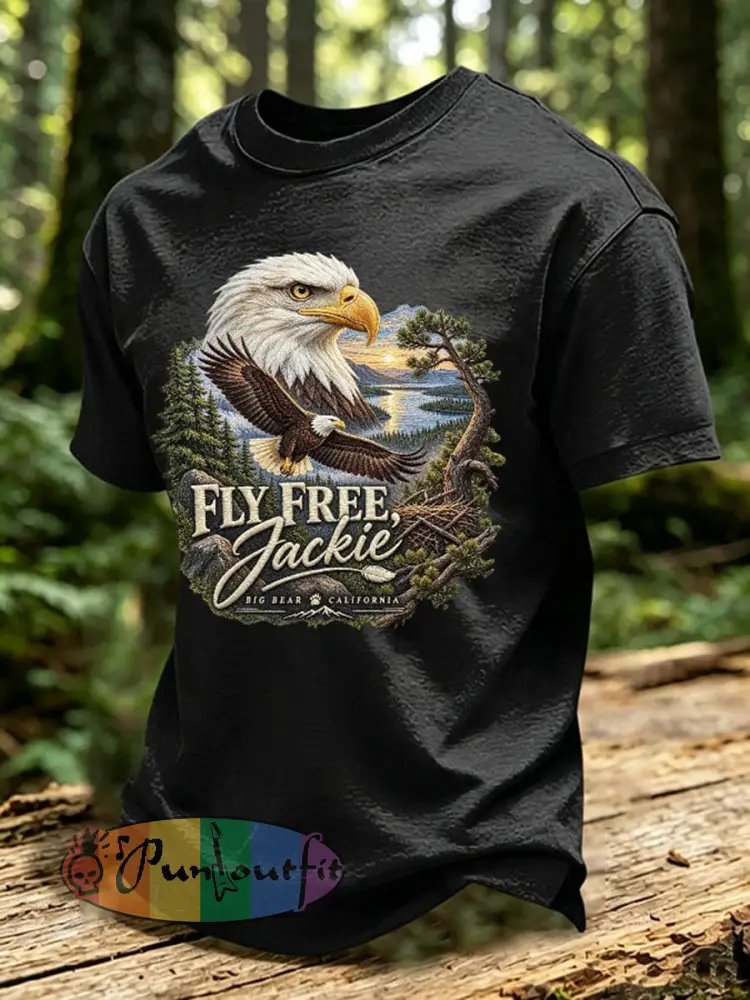 Men’s Forever Over Big Bear Fly Free Jackie Print T-shirt - Black · S