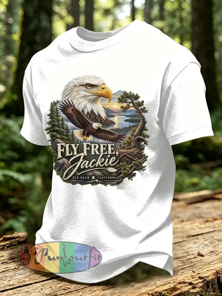 Men’s Forever Over Big Bear Fly Free Jackie Print T-shirt - White · S