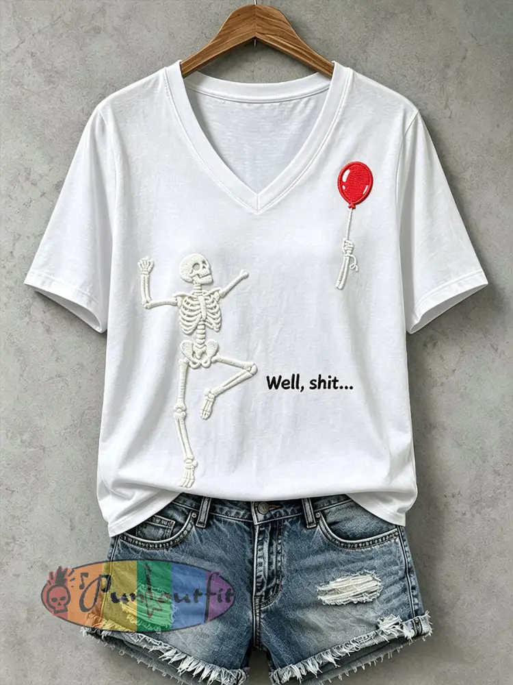 Women’s Funny Skull T-Shirt - White · S