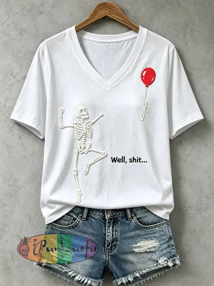 Women’s Funny Skull T-Shirt - White · S