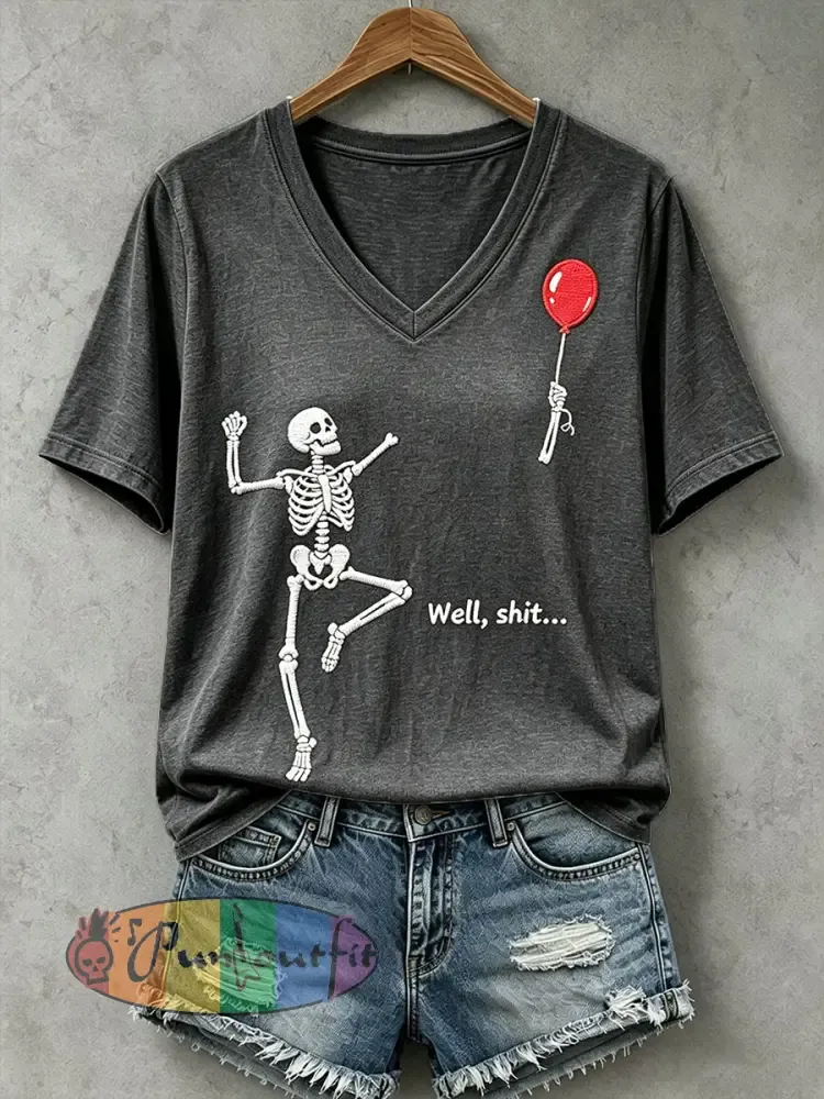 Women’s Funny Skull T-Shirt - Dark Gray · S